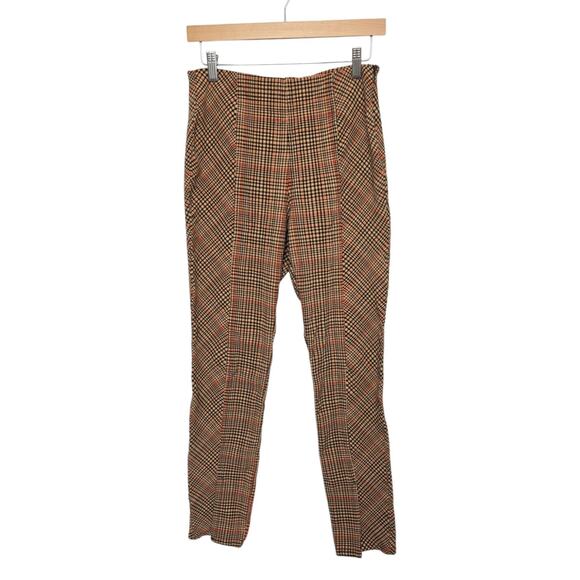 Free People Flying‎ High Plaid Cropped Skinny Split Hem Pants Womens size 2 - Picture 1 of 10